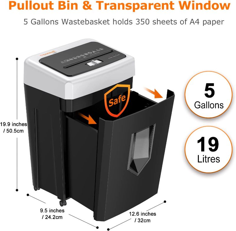 Photo 1 of Bonsaii 14-Sheet Home Office Paper Shredder, 40-Minute Shredder for Home Use, Cross Cut Heavy Duty Shredder, CDs, Mails, Staple, Clip, with 4 Casters (C169-B)
