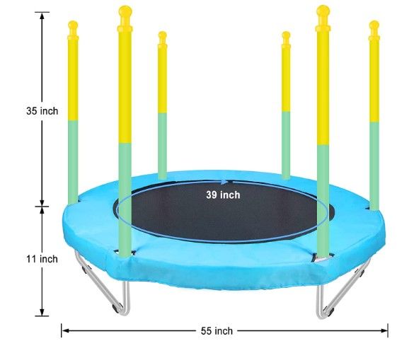 Photo 1 of 55" Small Trampoline for Kids with Net, 4.6FT Indoor Outdoor Toddler Trampoline with Safety Enclosure, Baby Trampoline Round Jumping Mat, Recreational Trampolines Birthday Gifts for Children Boy Girl
