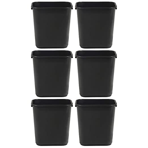 Photo 1 of AmazonCommercial 3 Gallon Commercial Office Wastebasket, Black, 6-Pack
