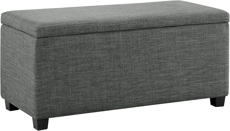 Photo 1 of ***PARTS ONLY*** Amazon Basics Upholstered Storage Ottoman and Entryway Bench, 35.5"W, Charcoal Gray
