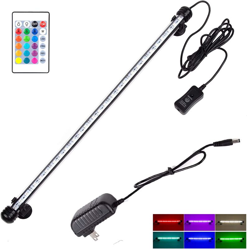 Photo 1 of LED Aquarium Light, Fish Tank Light Waterproof Remote Control Underwater Submersible LED Lights Strip RGB Color Changing Brightness Adjustable
