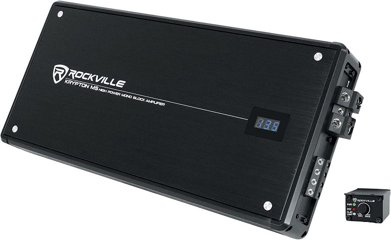 Photo 1 of Rockville Krypton-M5 8000 Watt Peak / 2000w RMS Mono 1 Ohm Car Amplifier Amp
