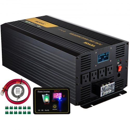 Photo 1 of VEVOR Pure Sine Wave Inverter 3500 Watt Power Inverter, DC 12V to AC 120V Car Inverter, with USB Port LCD Display Remote Controller and AC Outlets (GFCI), for RV Truck Car Solar System Travel Camping