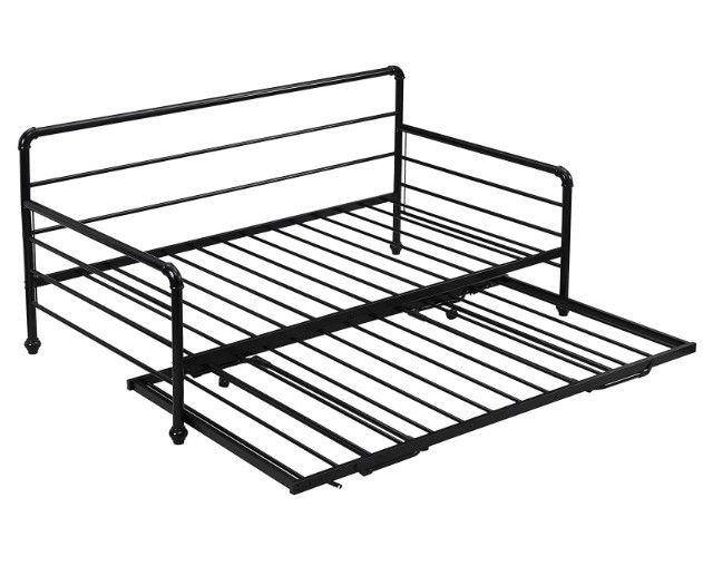 Photo 1 of (Incomplete - Box 1 of 2 Only) Merax Daybed with Pop Up Trundle, Twin Metal Sofa Bed with Adjustable Trundle Steel Daybed for Bedroom Guest Room,Black

