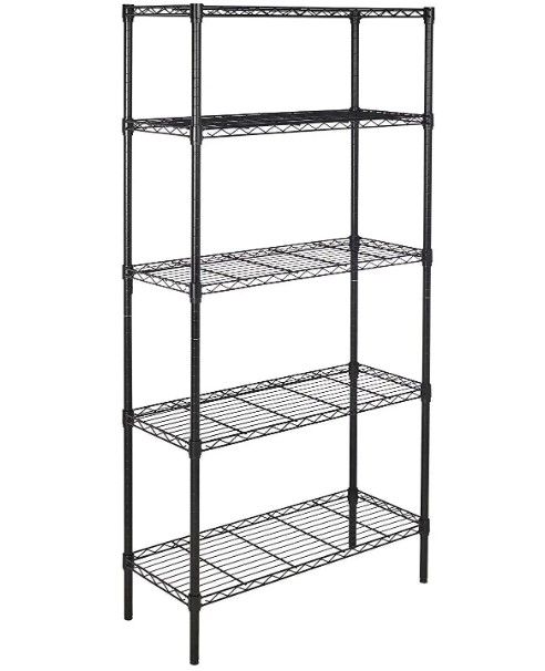 Photo 1 of Amazon Basics 5-Shelf Adjustable, Heavy Duty Storage Shelving Unit (350 lbs loading capacity per shelf), Steel Organizer Wire Rack, Black (36L x 14W x 72H)