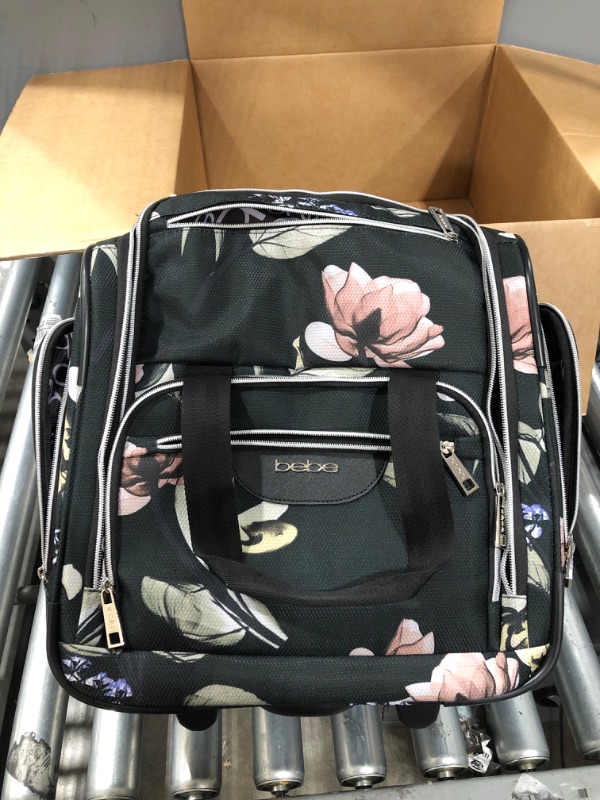 Photo 2 of BEBE Women's Valentina-Wheeled Under The Seat Carry-on Bag, Black Floral, One Size
