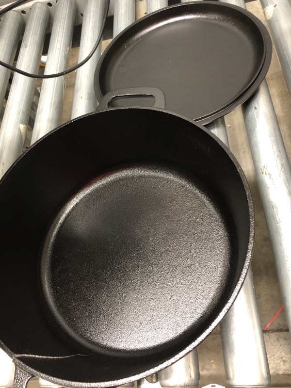 Photo 2 of Amazon Basics Pre-Seasoned Cast Iron Dutch Oven Pot with Lid and Dual Handles, 7-Quart