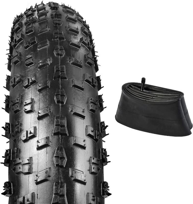 Photo 1 of 1 Pack 26" Mountain Bike Fat Tire 26 x 4.0 Plus 1 Pack Fat Tire Tube 26 x 4.0 AV Schrader Valve Compatible with 26x4.0 Mountain Bike Tire and Tube (Black)
