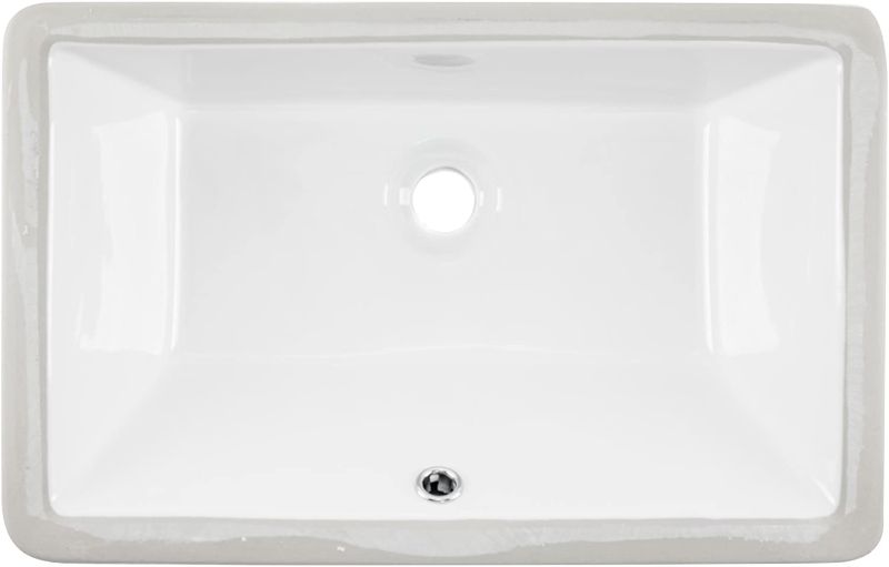 Photo 1 of 1181CBW White Rectangular Porcelain Undermount Lavatory Bathroom Sink Size 18 1/2 X 11