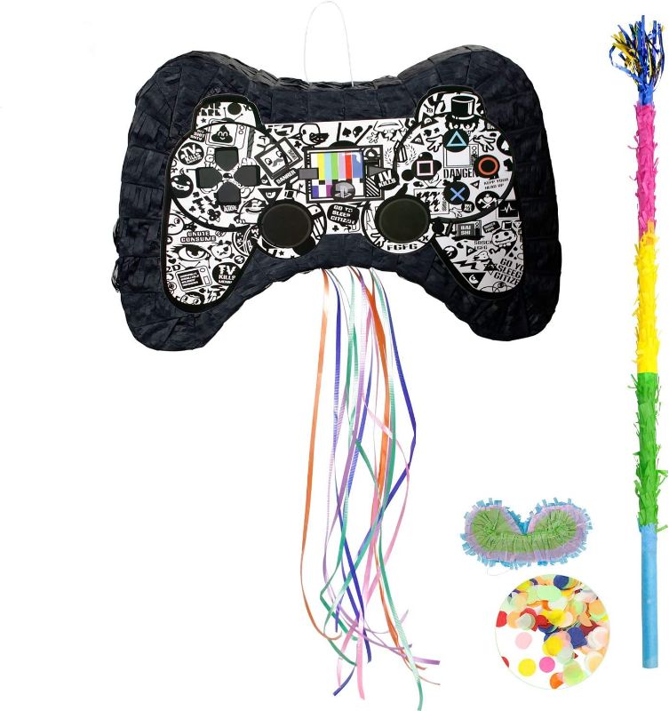 Photo 1 of  Game Controller Pinata Small Pinata for Birthday Anniversary Celebration Decoration Theme Party Cinco de Mayo Fiesta Supplies with Stick Multicolor.