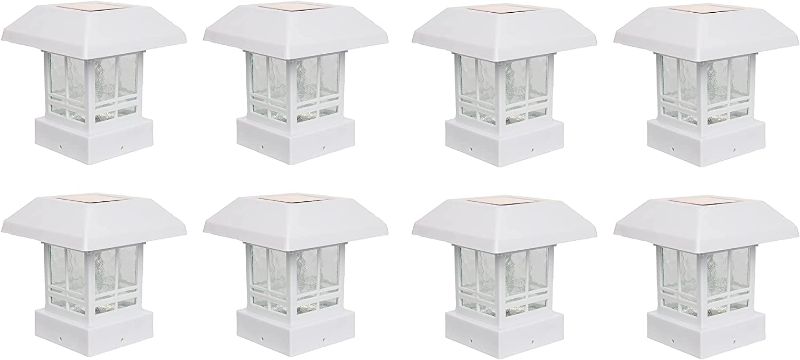 Photo 1 of  GreenLighting 8 Pack Trophy 15 Lumen Solar Powered LED Post Cap Light for 4x4 or 5x5 Posts (White)