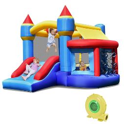 Photo 1 of Costway Inflatable Bounce House Castle Slide Bouncer Shooting Net/W Blower

