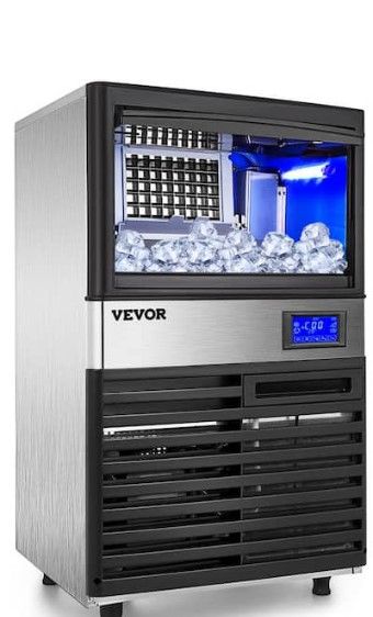 Photo 1 of 132 lb. / 24 H Commercial Ice Maker Freestanding Stainless Steel ice Maker Machine in Silver
