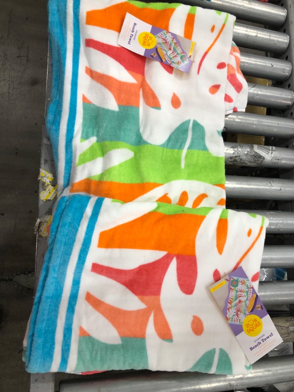 Photo 1 of **SET OF 2** Striped Palm Printed Beach Towel - Sun Squad™


