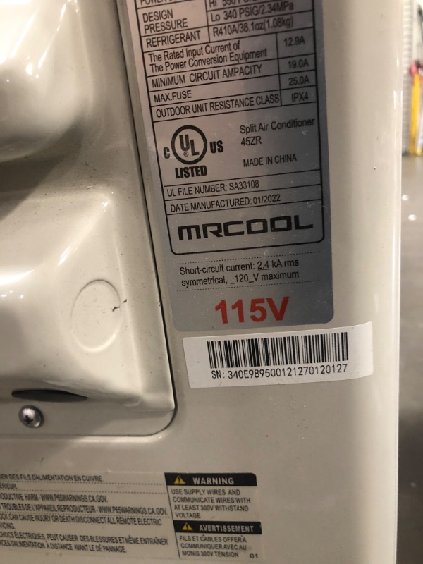 Photo 5 of **DAMAGED** MRCOOL DIY 3rd Gen 12,000 BTU 22 SEER Energy Star Ductless Mini-Split AC and Heat Pump with 25 ft. Install Kit 115V