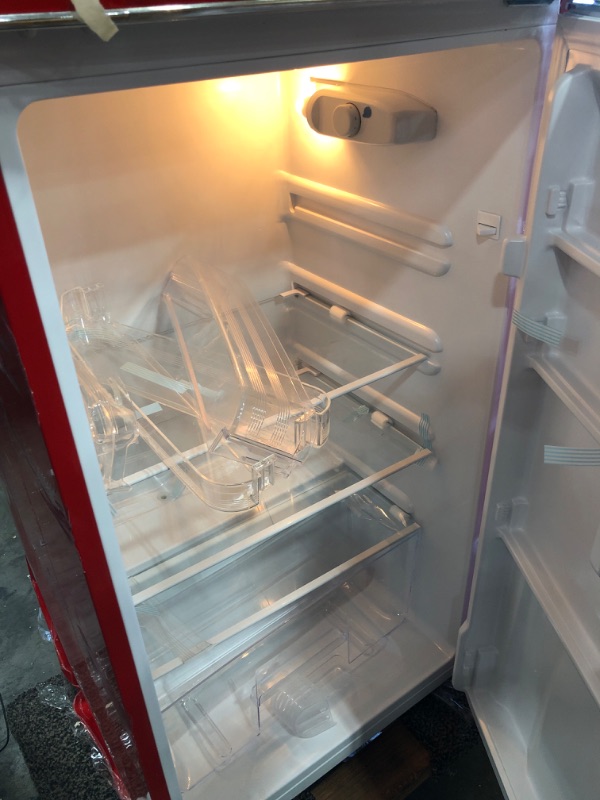 Photo 9 of **SOME TAPE ON UNIT* DAMAGED* RCA RFR786-RED 2 Door Apartment Size Refrigerator with Freezer, 7.5 cu. ft, Retro Red
