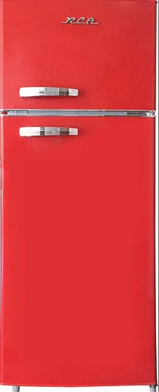 Photo 1 of **SOME TAPE ON UNIT* DAMAGED* RCA RFR786-RED 2 Door Apartment Size Refrigerator with Freezer, 7.5 cu. ft, Retro Red
