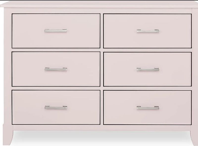 Photo 1 of **MINOR CRACK* MISSING PARTS BOX 2 OUT OF 2** * Dream On Me Universal Double Dresser I Kids Bedroom Dresser I Six Drawers Dresser I Mid Century Modern, Blush Pink
