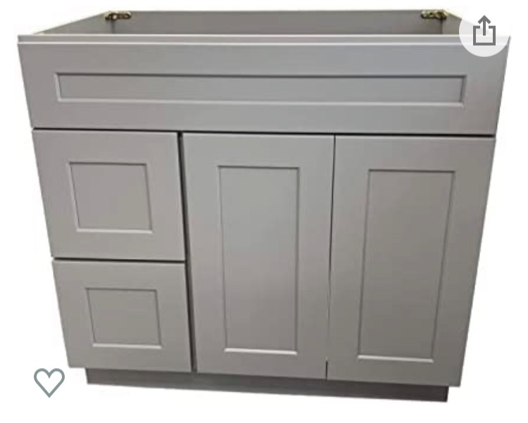 Photo 1 of 36'' Wide x 21'' Deep New Light Grey Shaker Single-Sink Bathroom Vanity Base Cabinet LGS-V3021D (LGS-V3621D)