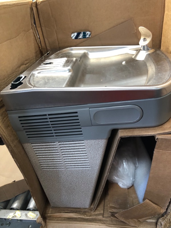 Photo 5 of (NON FUNCTIONING COOLING; BENT CORNER) Elkay Filtered 8 GPH EZH2O ADA Light Gray Drinking Fountain with Bottle Filling Station