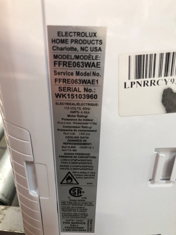 Photo 4 of (DENTED/DAMAGED CORNER) Frigidaire FFRE063WAE Window-Mounted Room Air Conditioner, 6,000 BTU with Multi-Speed Fan, Programmable Timer, Energy Star Certified, in White
