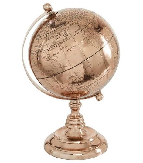 Photo 1 of 11 in. Rose Gold Aluminum Decorative Globe
