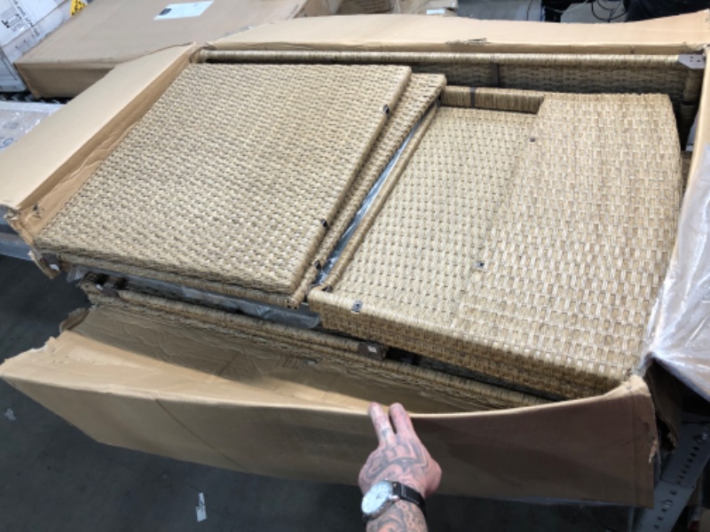 Photo 1 of 6-Piece Patio Furniture Set Outdoor Wicker Rattan Sectional Sofa with Table and Benches
*Incomplete set* Need boxes 1, 2 and 4 to complete.
Box 3 of 4
