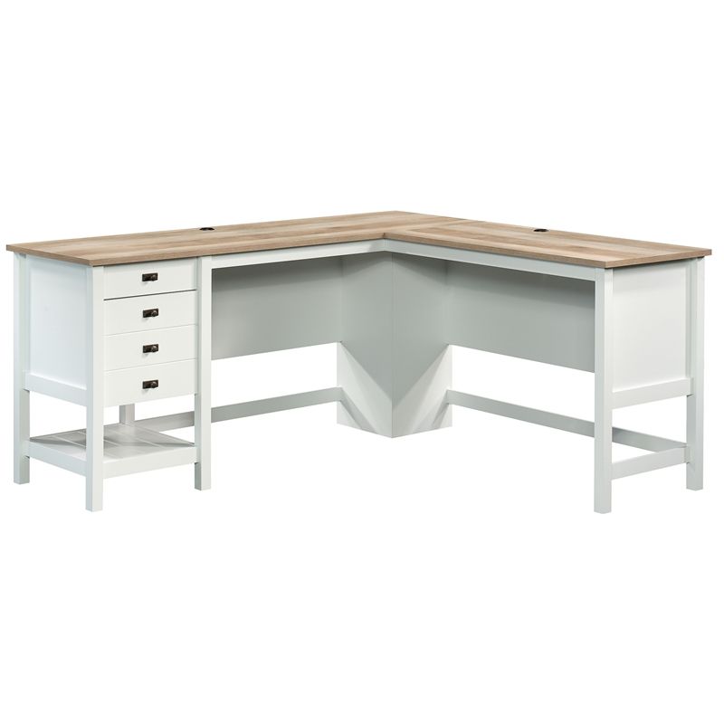 Photo 1 of **INCOMPLETE MISSING OTHER BOXES**Sauder Cottage Road L-Shaped Desk with Oak Top, Soft White Finish