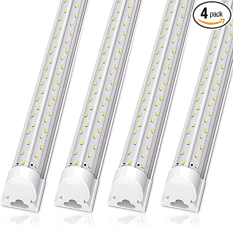 Photo 1 of 8FT LED Shop Light 4 Packs, 100W, 11700LM, 6000K Super Bright, Linkable LED Garage Lights Fixture, 8 Foot LED Shop Lights for Workshop, T8 Tube Light, No RF & FM Interference by Vshape
