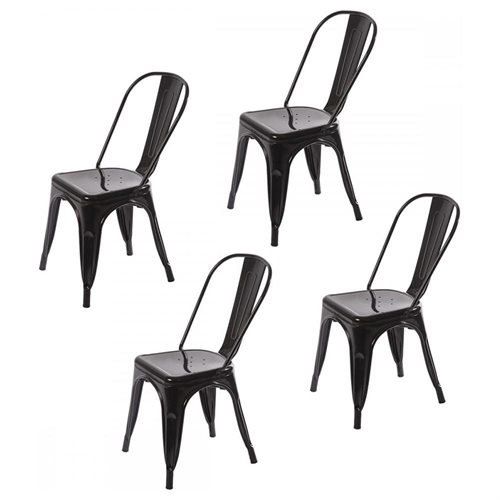 Photo 1 of 18' Black with Back Metal Frame Tolix Style Bar Stool Industrial Chair, Set of 4
