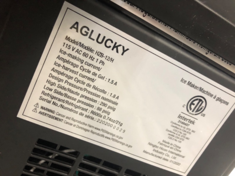 Photo 2 of ***SEE NOTE*** AGLUCKY Ice Maker Countertop, Make 26 lbs ice in 24 hrs, Ice Cube Rready in 6-8 Mins with Ice Scoop and Basket
