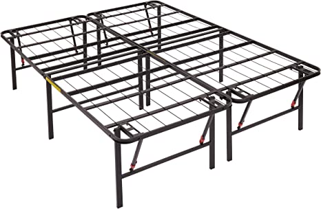 Photo 1 of (BENT) Amazon Basics Foldable Metal Platform Bed Frame with Tool Free Setup, 18 Inches High, Queen, Black
