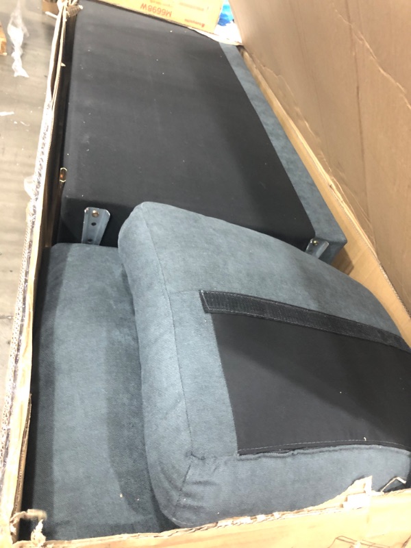 Photo 2 of (NOT FUNCTIONAL; INCOMPLETE; BOX2OF2; REQUIRES BOX1 FOR COMPLETION) DHP Janford Upholstered Platform Bed with Modern Vertical Stitching on Rectangular Headboard, Full, Gray Linen
