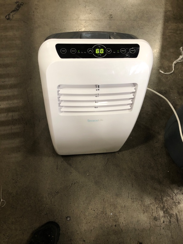 Photo 2 of (MISSING ATTACHMENTS; DAMAGED HOOKS)SereneLife SLPAC8 Portable Air Conditioner Compact Home AC Cooling Unit with Built-in Dehumidifier & Fan Modes, Quiet Operation, Includes Window Mount Kit, 8,000 BTU, White
