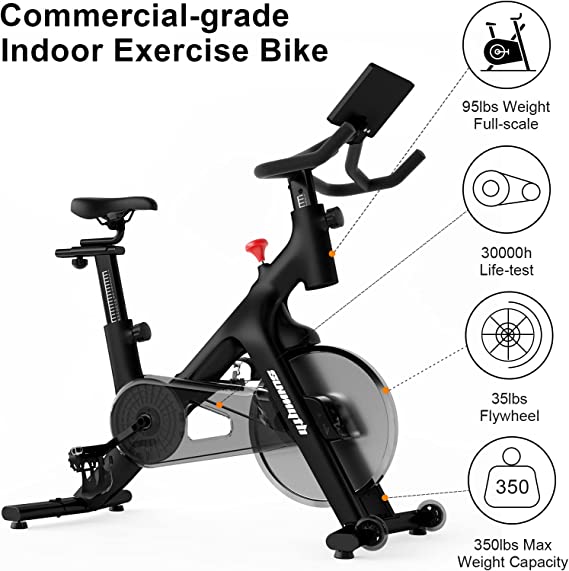 Photo 1 of (BENT METAL END; MISSING HARDWARE) Stationary Bikes for Home Exercise Bikes, 350lbs Max Weight, SUNMYTH 35Lbs Flywheel Spin Bikes for Home Indoor Gym Bike with Adjustable Resistance and Pad Holder (Commercial-grade)
