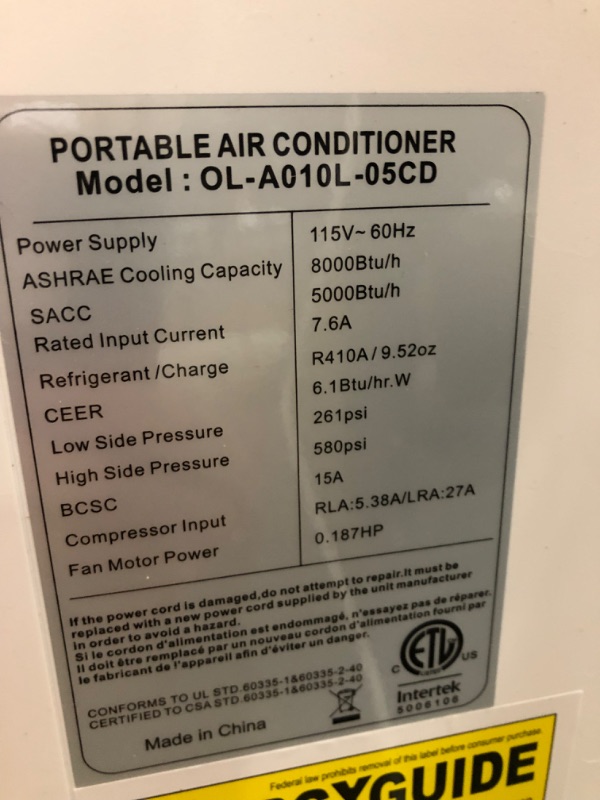 Photo 4 of (BROKEN WHEEL) Portable Air Conditioners, AirOrig Portable Air Conditioner 8500 BTU with Dehumidifier, Fan, Cool Modes, 3-in-1 Portable AC Unit for Rooms up to 450 sq.ft with Remote Control Includes Window Mount Kit
