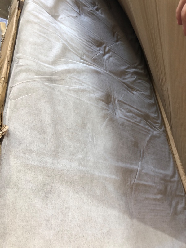 Photo 3 of (INCOMPLETE; NOT FUNCTIONAL; BOX1OF2; REWQUIRES BOX2 FOR COMPLETION) Home Life Premiere Classics Cloth Light Beige Cream Linen 51" Tall Headboard Platform Bed with Slats Queen -