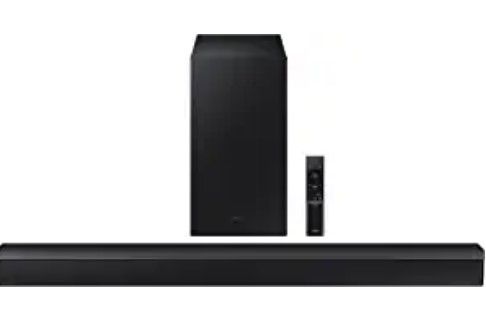 Photo 1 of SAMSUNG HW-B450 2.1ch Soundbar w/Dolby Audio, Subwoofer Included, Bass Boosted, Wireless Bluetooth TV Connection, Adaptive Sound Lite, Game Mode, 2022
