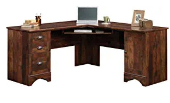 Photo 1 of (NOT FUNCTIONAL; INCOMPLETE; BOX1OF2; REQUIRES BOX2 FOR COMPLETION) Sauder Harbor View Corner Computer Desk, Curado Cherry finish; 20.5"D x 44.12"W x 30.25"H


