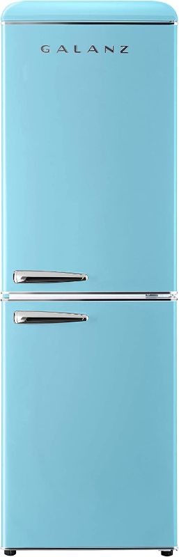 Photo 1 of Galanz GLR74BBER12 Retro Bottom Mount Refrigerator, Adjustable Mechanical Thermostat with True Freezer, Blue, 7.4 Cu Ft
