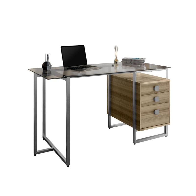 Photo 1 of Techni Mobili Modern Metal & Glass Computer Desk with Storage in Oak
*Incomplete set*
Box 1 of 2 