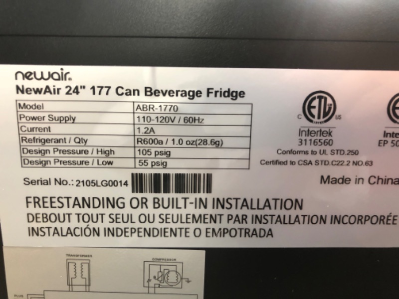 Photo 5 of ABR-1770 24" Beverage Center with 177 Can Capacity Frost Free Defrost Reversible Glass Door in Stainless
