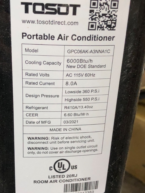 Photo 3 of 10,000 BTU Portable Air Conditioner with Built-In Dehumidifier in Gray
