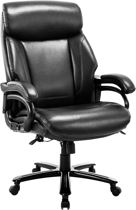 Photo 1 of COLAMY High Back Big & Tall Office Chair 400lb Large Executive Desk Computer Swivel Chair for Heavy People, Bonded Leather Heavy Duty Metal Base Adjustable Tilt Tension Ergonomic Design
