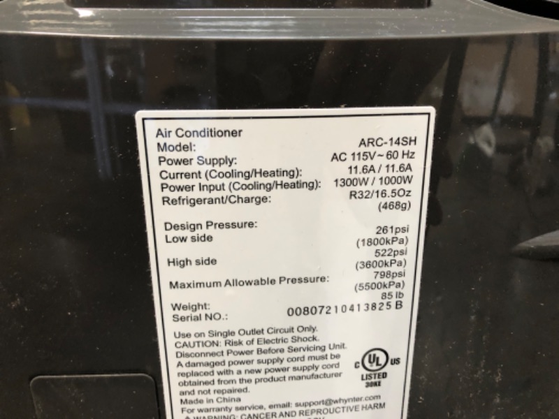 Photo 5 of Whynter ARC-14S 14,000 BTU (9,500 BTU SACC) Dual Hose Portable Air Conditioner, Dehumidifier, Fan with Activated Carbon Filter plus Storage bag for Rooms up to 500 sq ft, Platinum And Black
