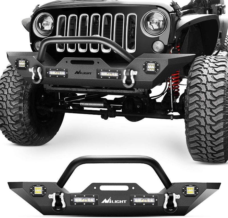 Photo 1 of Nilight Front Bumper Compatible for 2007 2008 2009 2010 2011 2012 2013 2014 2015 2016 2017 Jeep Wrangler JK/JKU 2018 2019 2020 2021 2022 JL/JLU 2020-2022 Gladiator JT Rock Crawler Winch Plate
