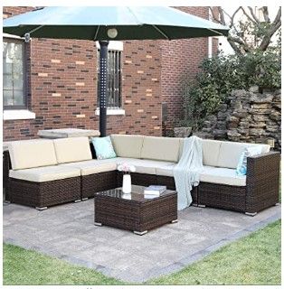 Photo 1 of ***SEE NOTE***NOT COMPLETE SET***  YITAHOME 7 Piece Outdoor Patio Furniture Sets, Garden Conversation Wicker Sofa Set, and Patio Sectional Furniture Sofa Set with Coffee Table and Cushion for Lawn, Backyard, and Poolside, Brown
