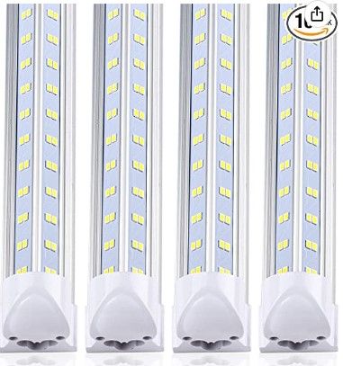 Photo 1 of (10-Pack) 8ft LED Shop Light Fixture, V Shape 100w 14500LM 5000K ( Daylight White),8 Foot Led Lights, 96'' T8 Integrated LED Tube, Linkable Led Bulbs for Garage, Warehouse, Plug and Play, Clear Lens
