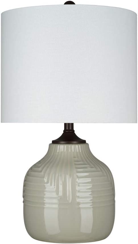 Photo 1 of Amazon Brand – Ravenna Home Traditional Ceramic Table Lamp with Tonal Geometric Design, LED Bulb Included, 22.5"H, Beige
