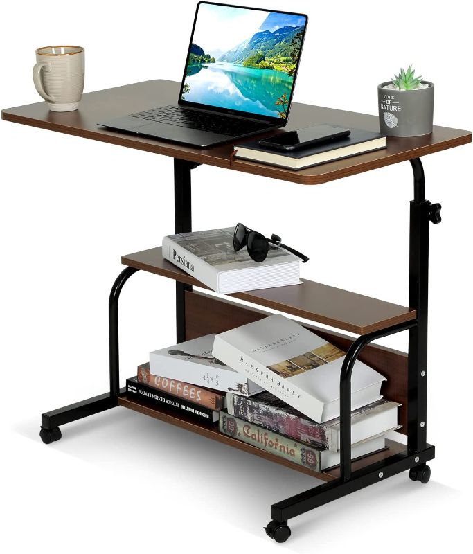 Photo 1 of Laptop Desk Adjustable Desk Small Standing Desk Home Office Desks for Small Spaces Portable Desk Table for Bedrooms, 31.5" Brown Uplift Student Study Desk Mobile Rolling Computer Work Desk on Wheels
